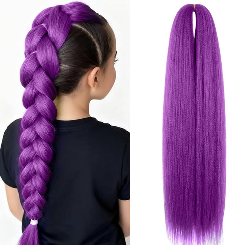 

Purple Braiding Hair Extensions Hairpiece Synthetic 14inch Pre Stretched EZ Braids for Kids for Christmas&Festival Party Use 14inches