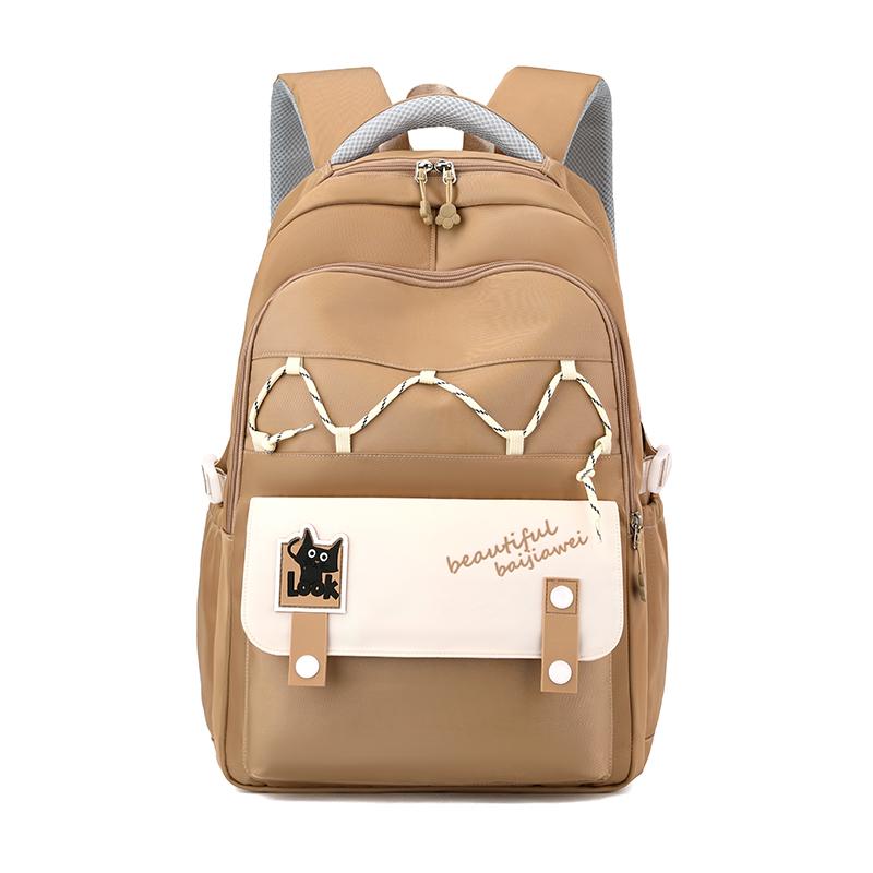 Color Block Student School Bag Women Large Capacity Backpack Ridge Protection Bag