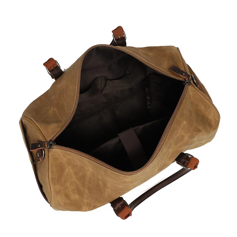 Wear-resistant Oil Wax Canvas Travel Bag Retro Europe and The United States Solid Color Outdoor Single Shoulder Luggage Storage Bag