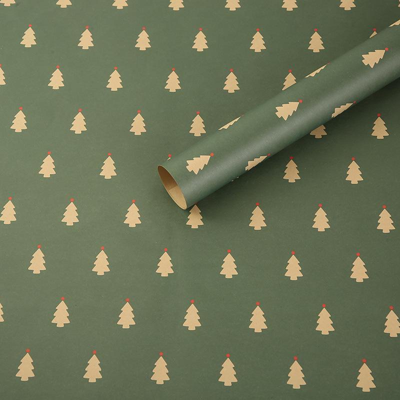 Christmas Tree & Elk Gift Wrap - Thick Coated Paper