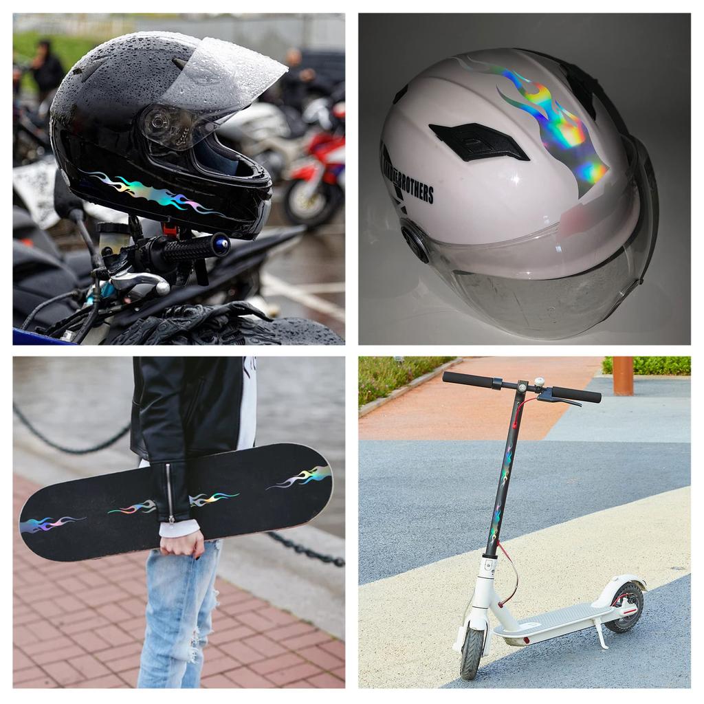 TOMALL 4 Pieces 15cm Flame Reflective Sticker Car Vinyl Racing