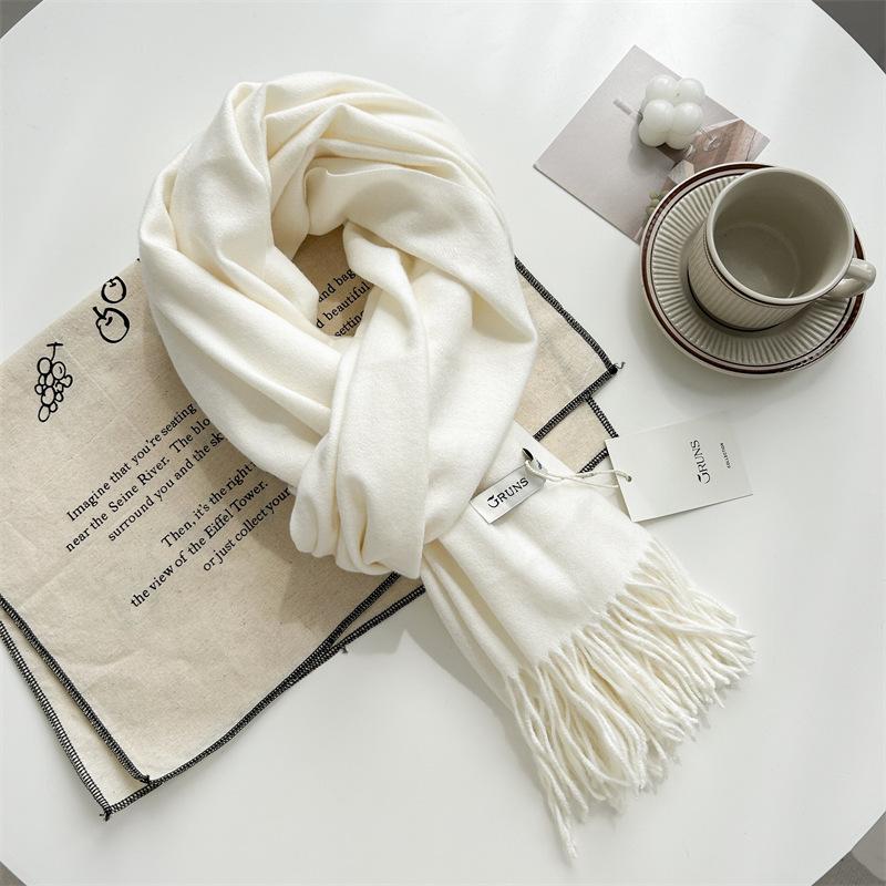 Kašmírový šátek na ruku, podzimní a zimní, jednobarevný, dámský, tlustý střapec, jednoduchý a všestranný, měkký a teplý, imitace kašmíru