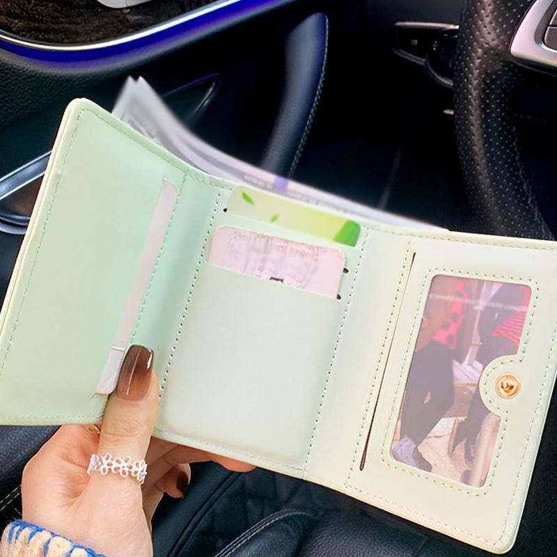 Portable Cartoon Rabbit Purses Carrot Printed Snap Button Lady Short Pu Wallet Waterproof Candy Color Triple Fold Card Bag