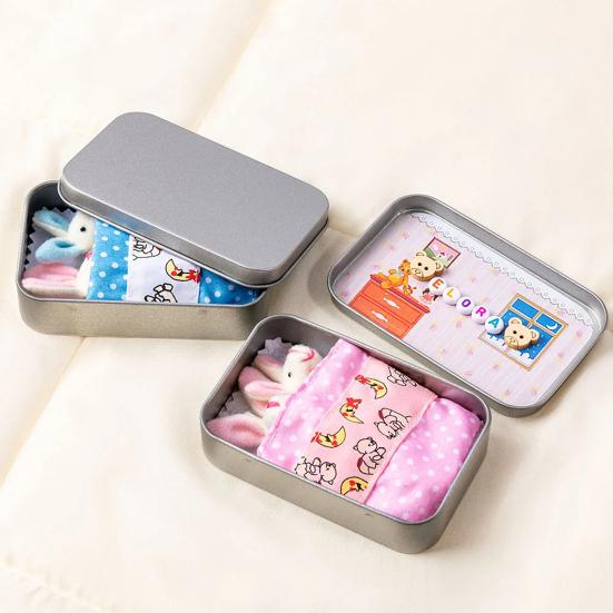 Little Pocket Bunny in Box Mini Plush Mom And Baby Bunny Living in A Tin Box Easter Basket Stuffer Gifts for Kids