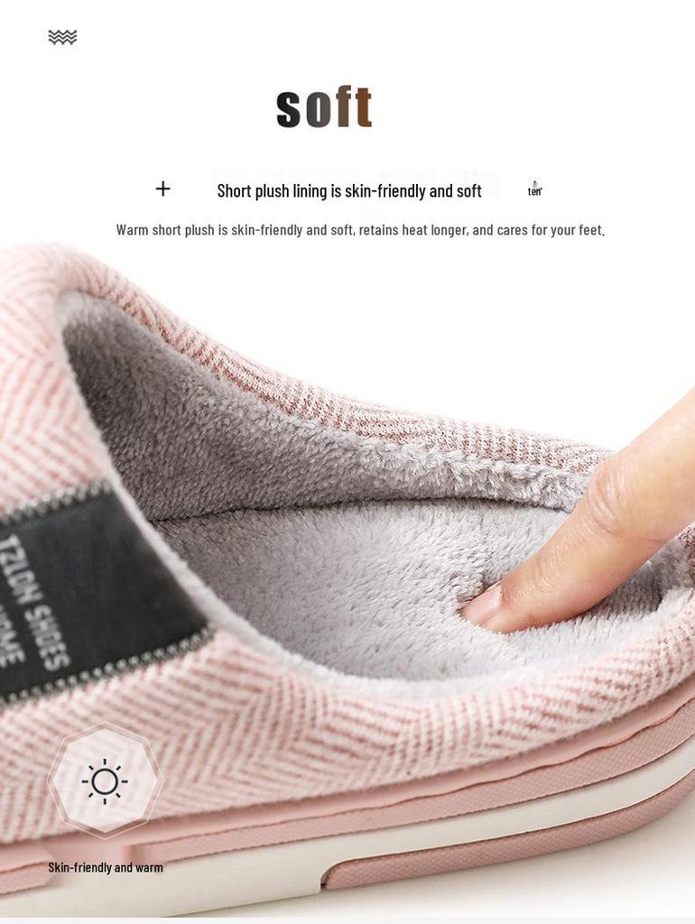 Nordische minimalistische Winter-Baumwollpantoffeln: TPR Rutschfest, Verdickte Wärme für Männer & Frauen, Ideal für den Innenbereich