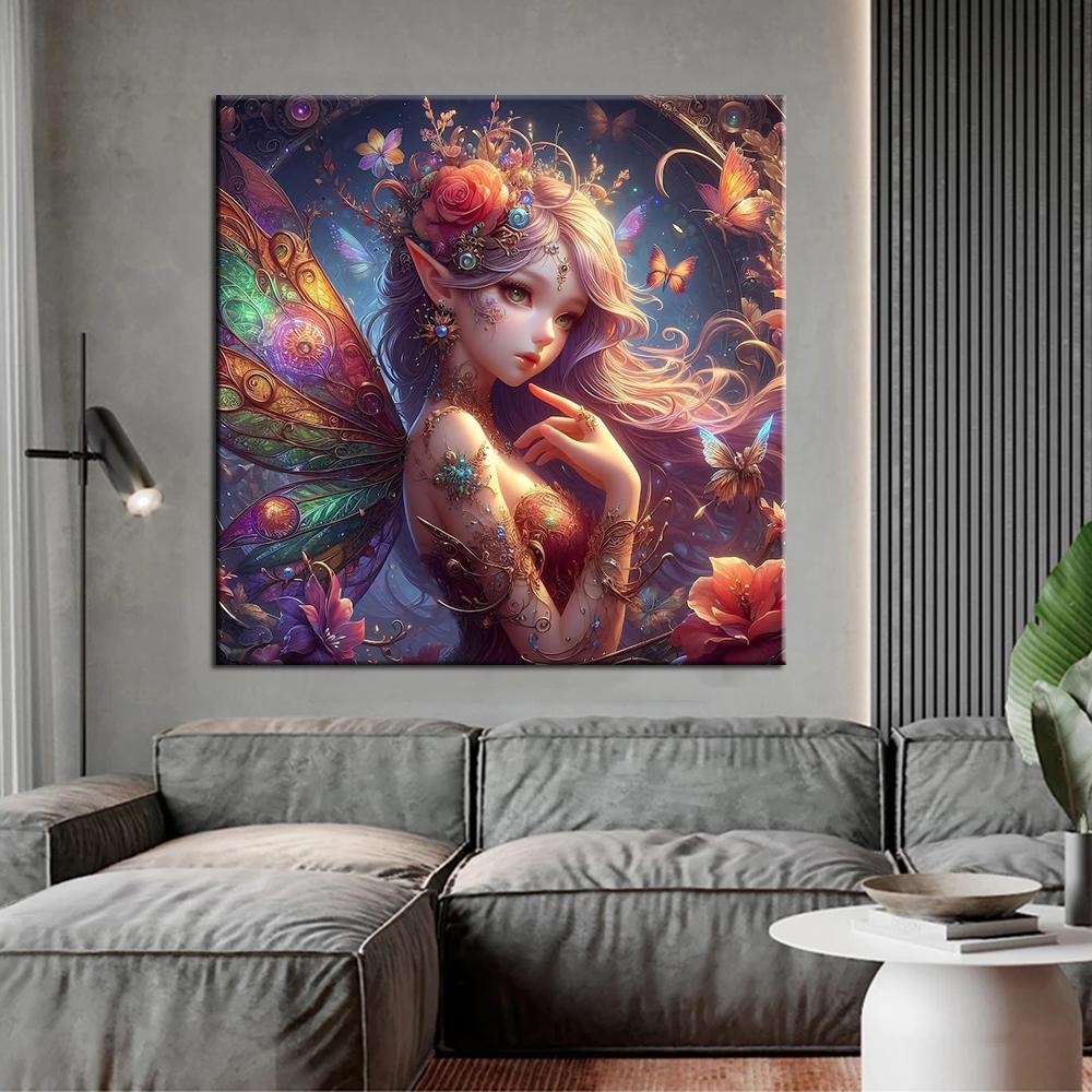 Elf and Flowers Diamond Painting 5d Full Square Round Diamond Embroidery Woman Landscape Mosaic Cross Stitch Kits Home Decor J4011