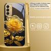Elegant Golden Rose For Samsung A 31 32 A33 A34 35 14 A15 13 A16 25 26 50 52 53 54 55 56 70 71 72 73 Golden Glass Phone Case