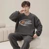 Pijama de Diseño Lindo de Moda para Hombre Otoño Invierno Forro Polar Coral Espesado Cálido Suave Masculino Polar Térmico Conjunto Ropa de Casa Juvenil