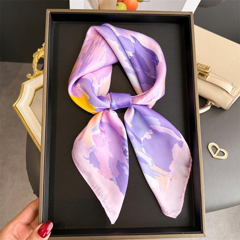 Smudge Abstract Printing Simulation Silk Scarf Square Scarf High-end Shawl Sunscreen Neck Small Square Scarf Headscarf Scarf Women
