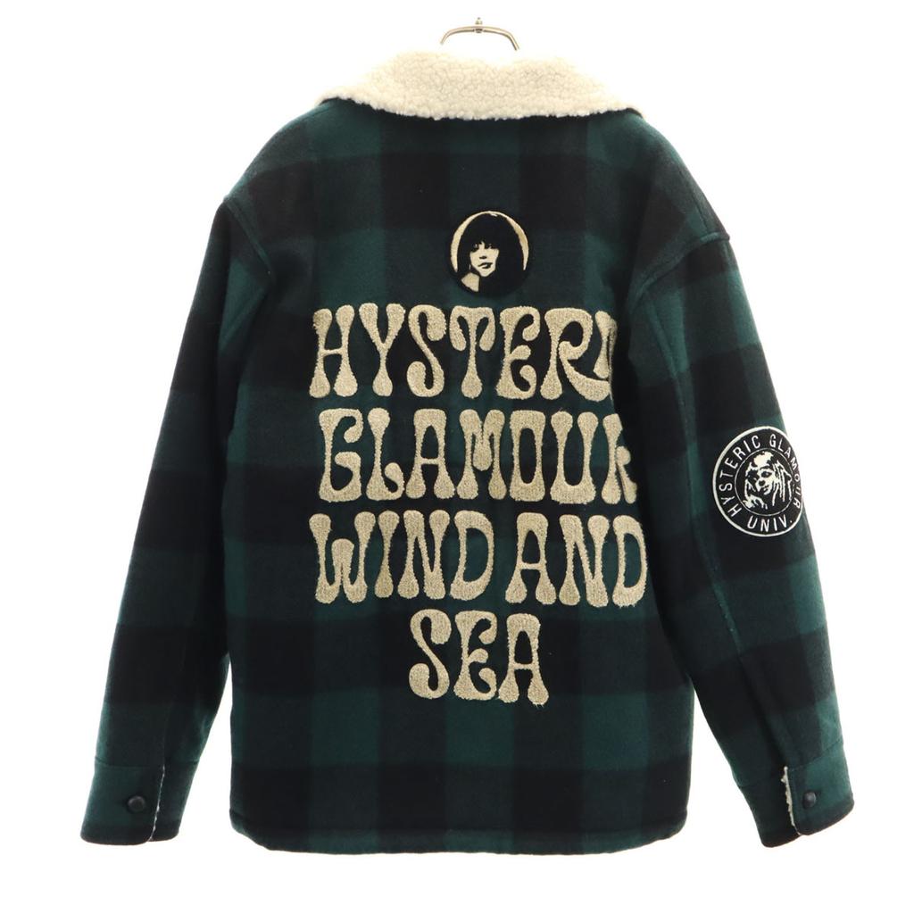 HYSTERIC WIND AND SEA Collaboration Check Pattern Boa Ranch Coat Men's Used