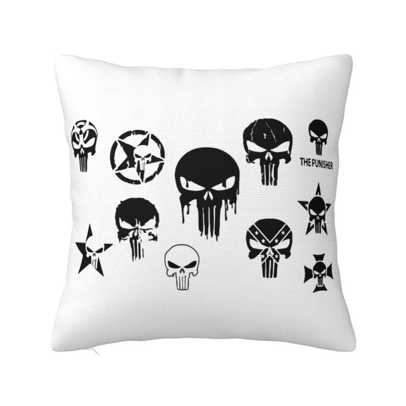 Custom Marvel Super Hero Punisher Skull Cushion Cover 40x40cm Comics Film Velvet Cute Throw Pillow Case for Sofa
