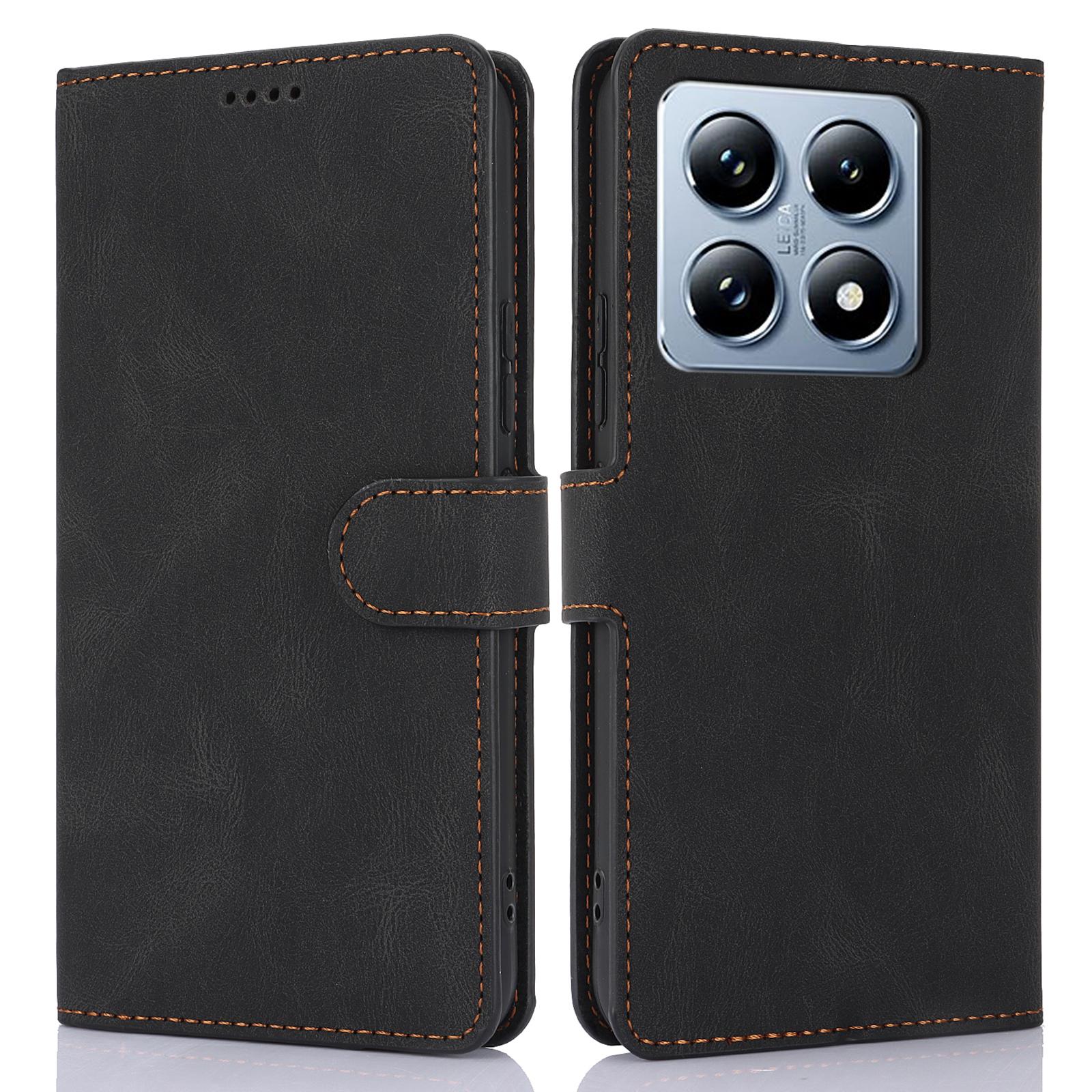 

Чохол для Xiaomi 14T Pro з PU шкіри, чохол для телефону з гаманцем, підставкою, віконцем Black