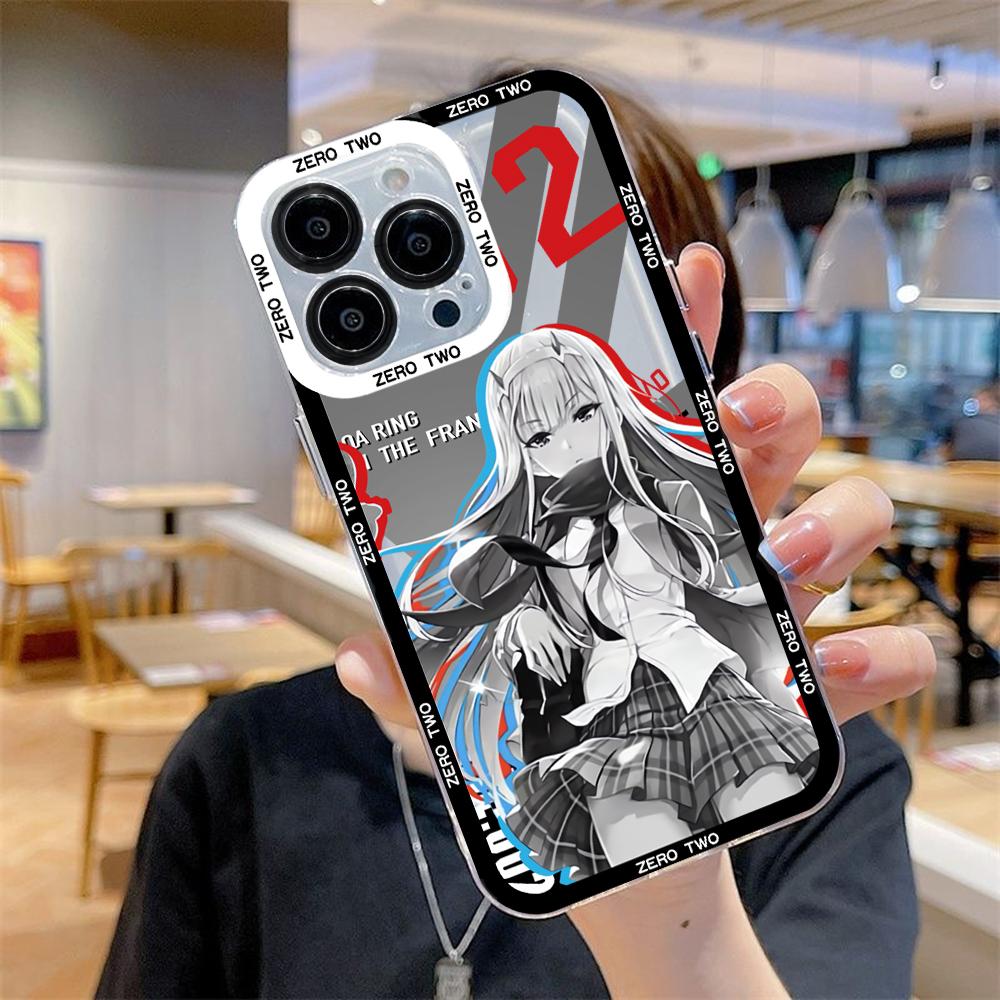 Zero Two Darg In the FranXX Anime Phone Case For iPhone 15 14 13 12 11 Mini Pro Max X XR XSMax 7 8 Plus SE Transparent Cover