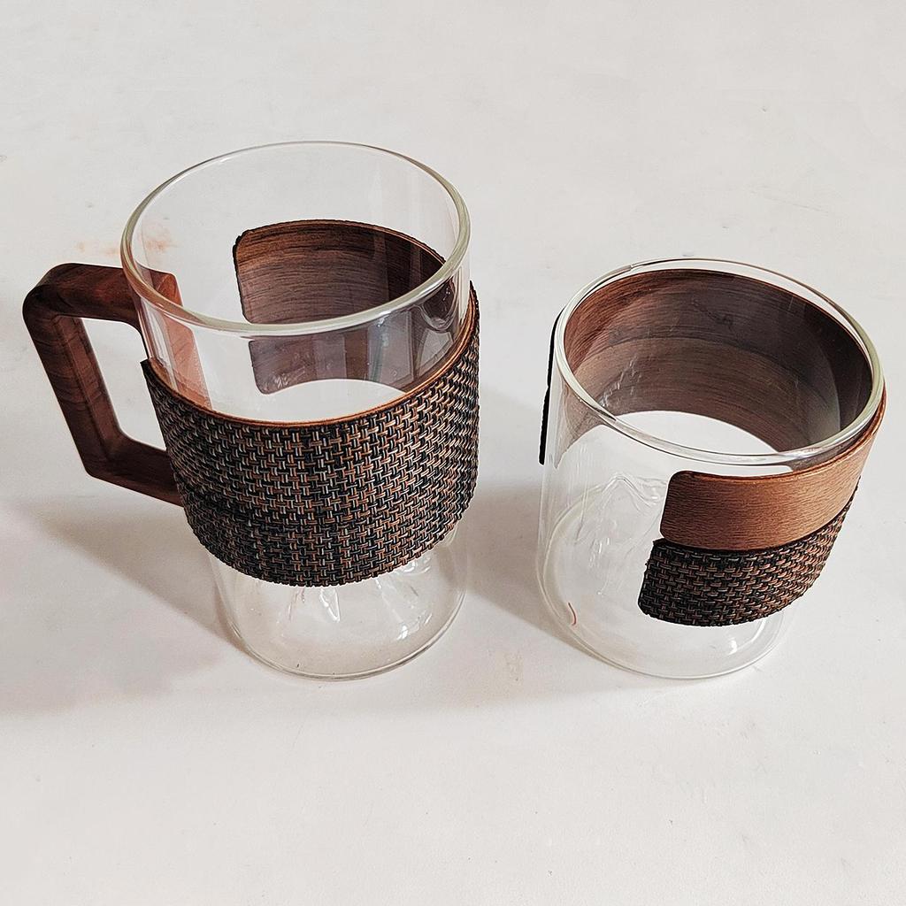 Black Walnut Insulated Anti-Scald Cup Sleeve for Coffee, Ceramic, or Glass Tea Set