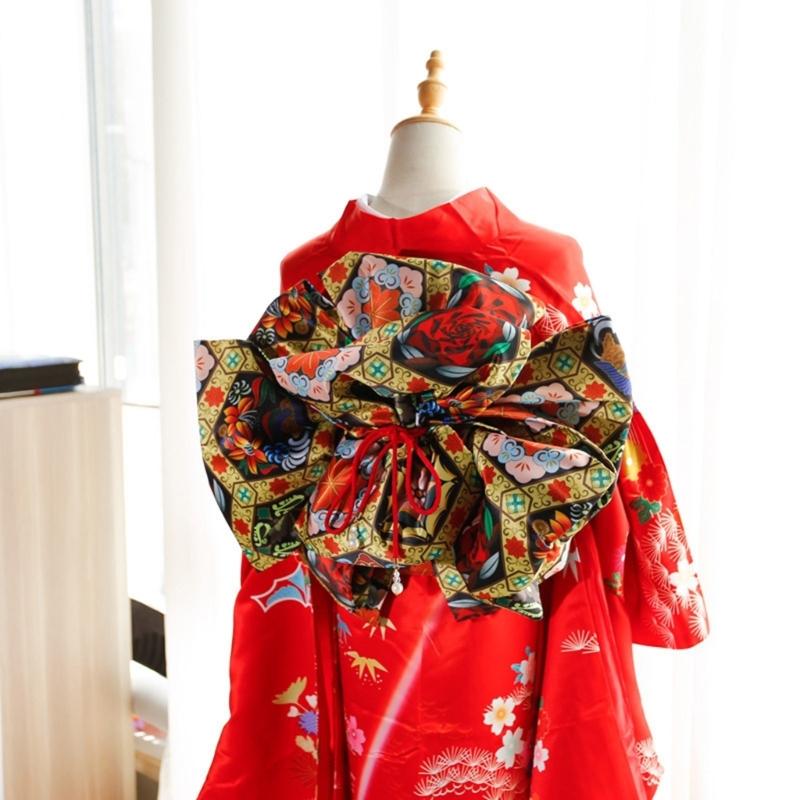 Oversized Bowknot Belt Traditional Japanese Sash for Kimono Adjustable Length Soft Fabric Multiple Color Option