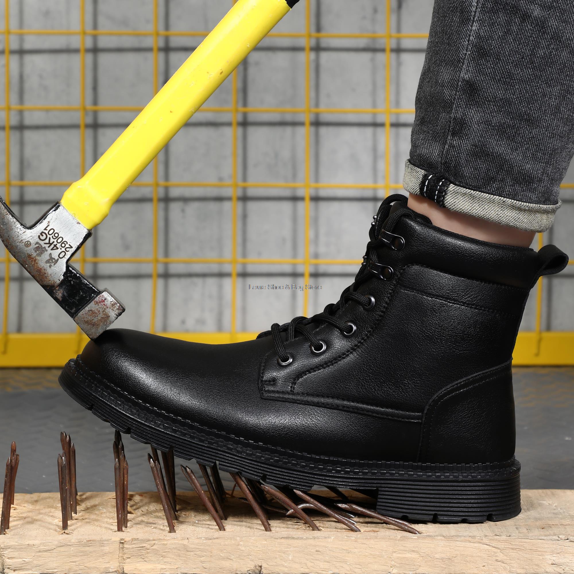 Водонепроницаемые кожаные защитные ботинки для мужчин — фото 3