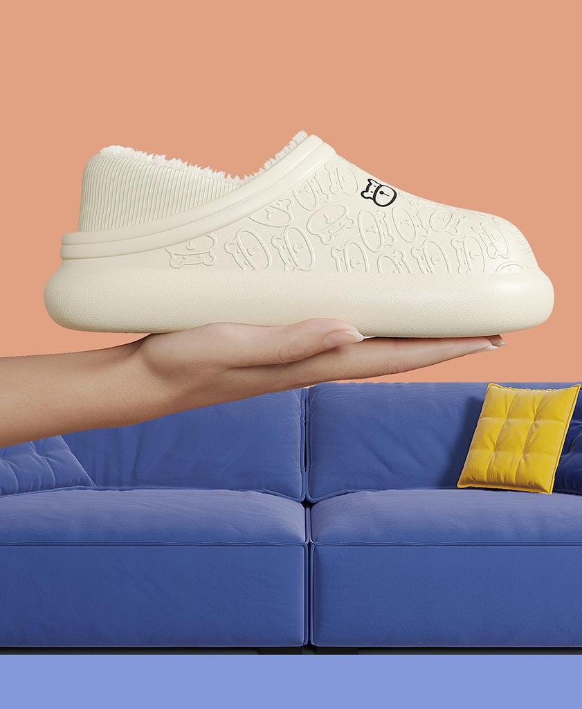 Waterproof Winter Cotton Slippers: Warm, Thick-Soled for Men and Women