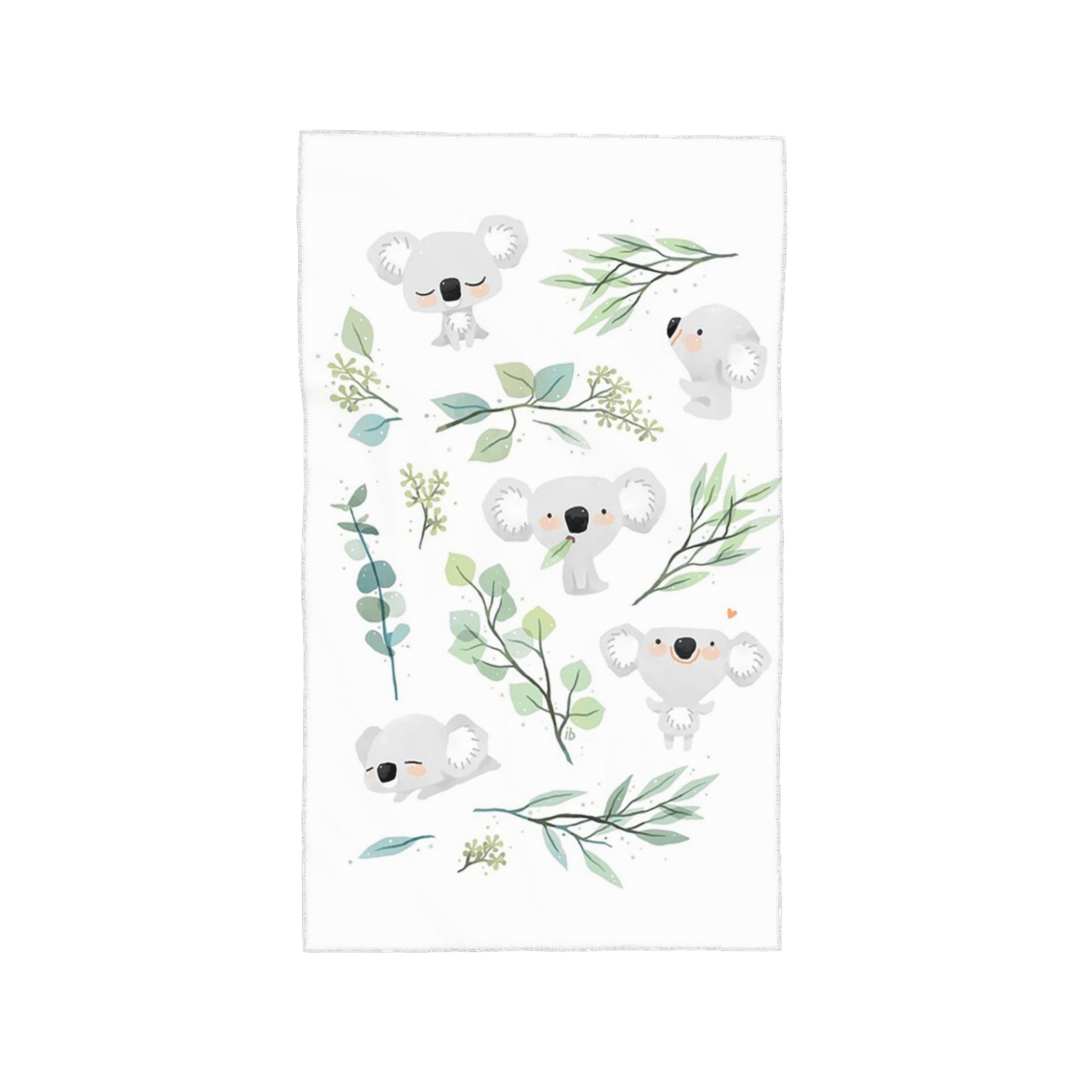 Koala and Eucalyptus Pattern Soft Face Towel Quick Dry Pool Bath Cotton Towels Absorbent Quick W40*H60(CM)