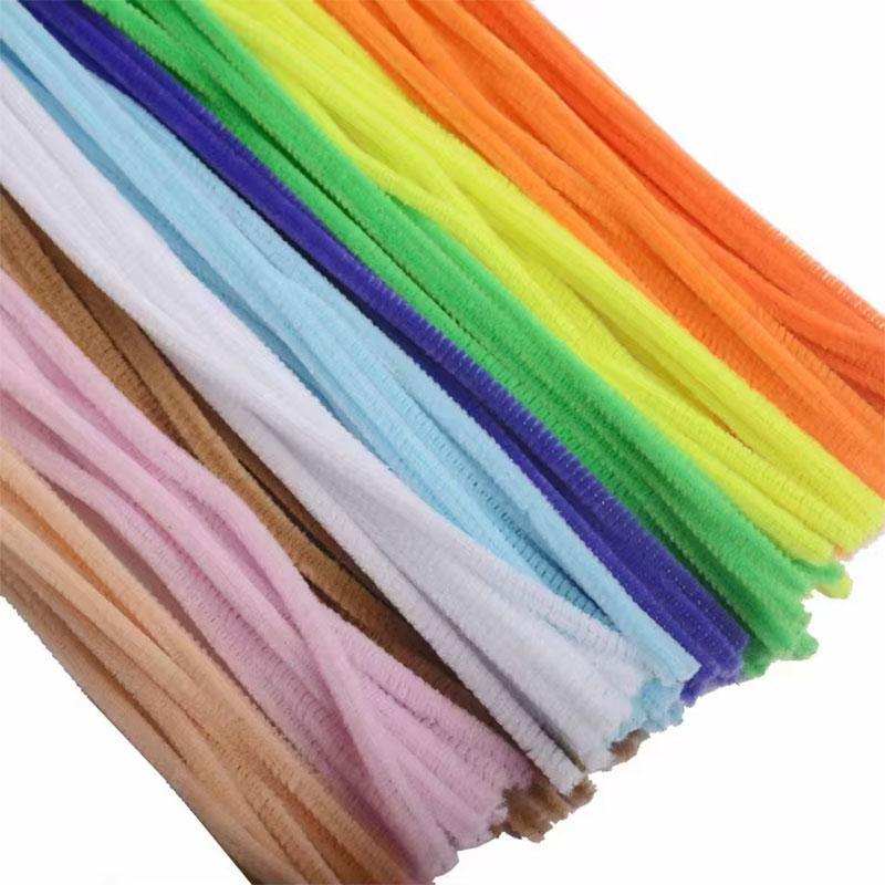 50/100Pcs Chenille Stems Colorful DIY Strips Twist Bar Anvil Wire Plush Strips Handmade Art Materials Toys DIY Craft Supplies