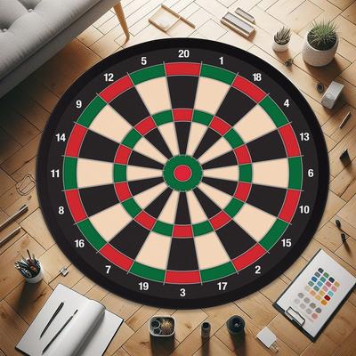 Dartboard Rug - Game Room Decor for Dart Players, Target Design Sports Mat, Unique Gift for Dart Lovers