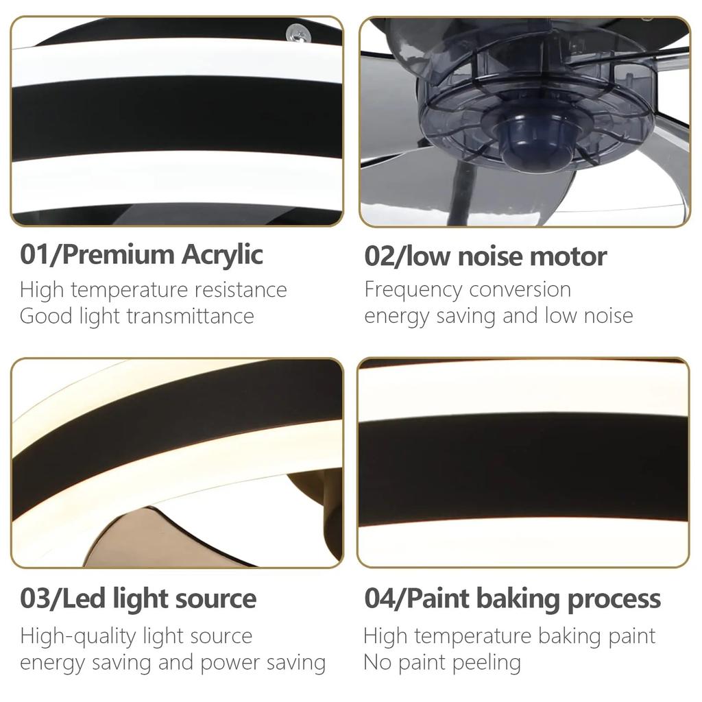 IRALAN Modern Ceiling Fan with Light Remote Control 6 Speed Chanderlier Fan Reversible Dimmable For Living Room Bedroom