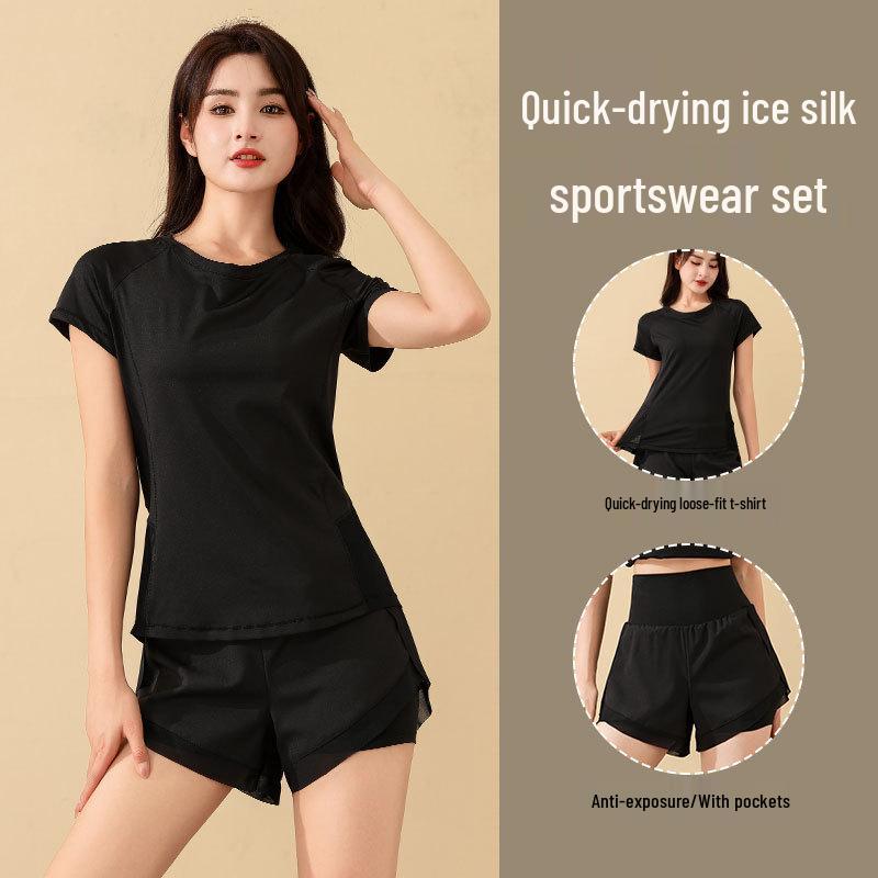 Women's Ice Silk Quick-Dry Yoga Morning Run Suit - Summer 2025