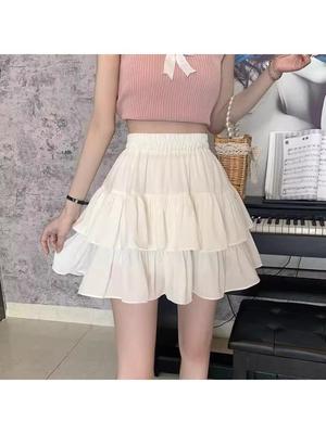 Women's Summer 2022 Pleated A-Line High-Waisted Petite Skirt with Slimming Design