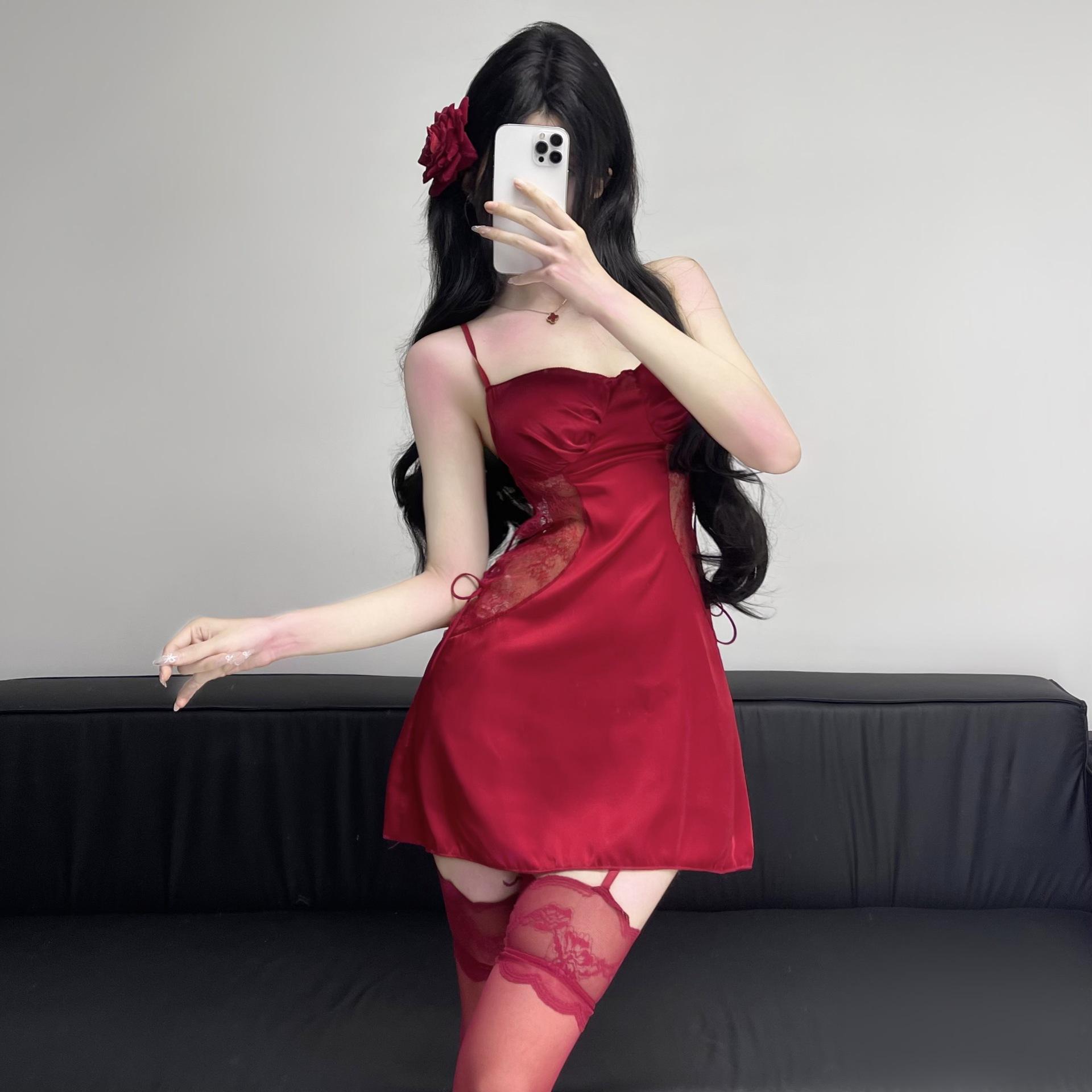 

Сексуальное нижнее белье, сексуальная кружевная пижама Pure Desire Wind, соблазнительная накладка на грудь Perspective Plus, пижама с подвязками для чулок Steel Ring Gathering One size