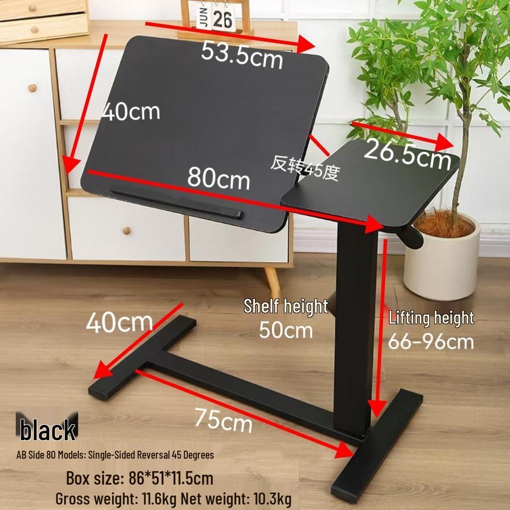 Adjustable Double-Sided Folding Bedside Table with Pneumatic Lift for Sofa or Office Use
