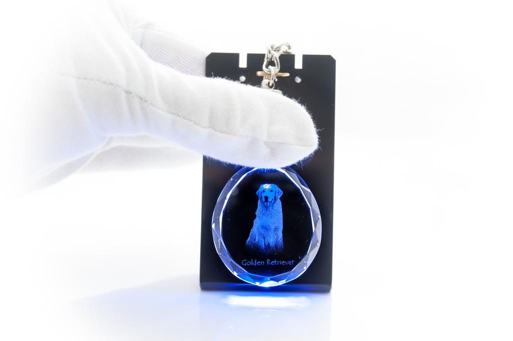 Golden Retriever - zawieszka ze zdjęciem psa, kryształowy brelok w pudełku prezentowym, wyjątkowy prezent od Art-Dog