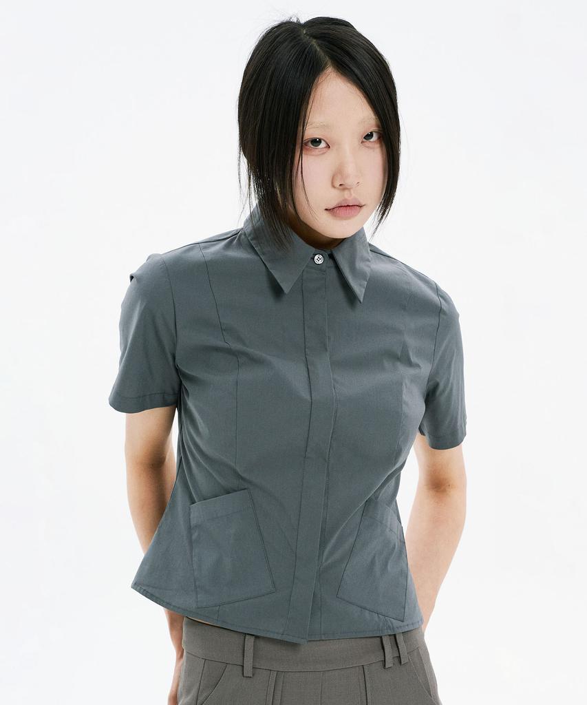 Hanahi Under Pocket Half Shirts Gray