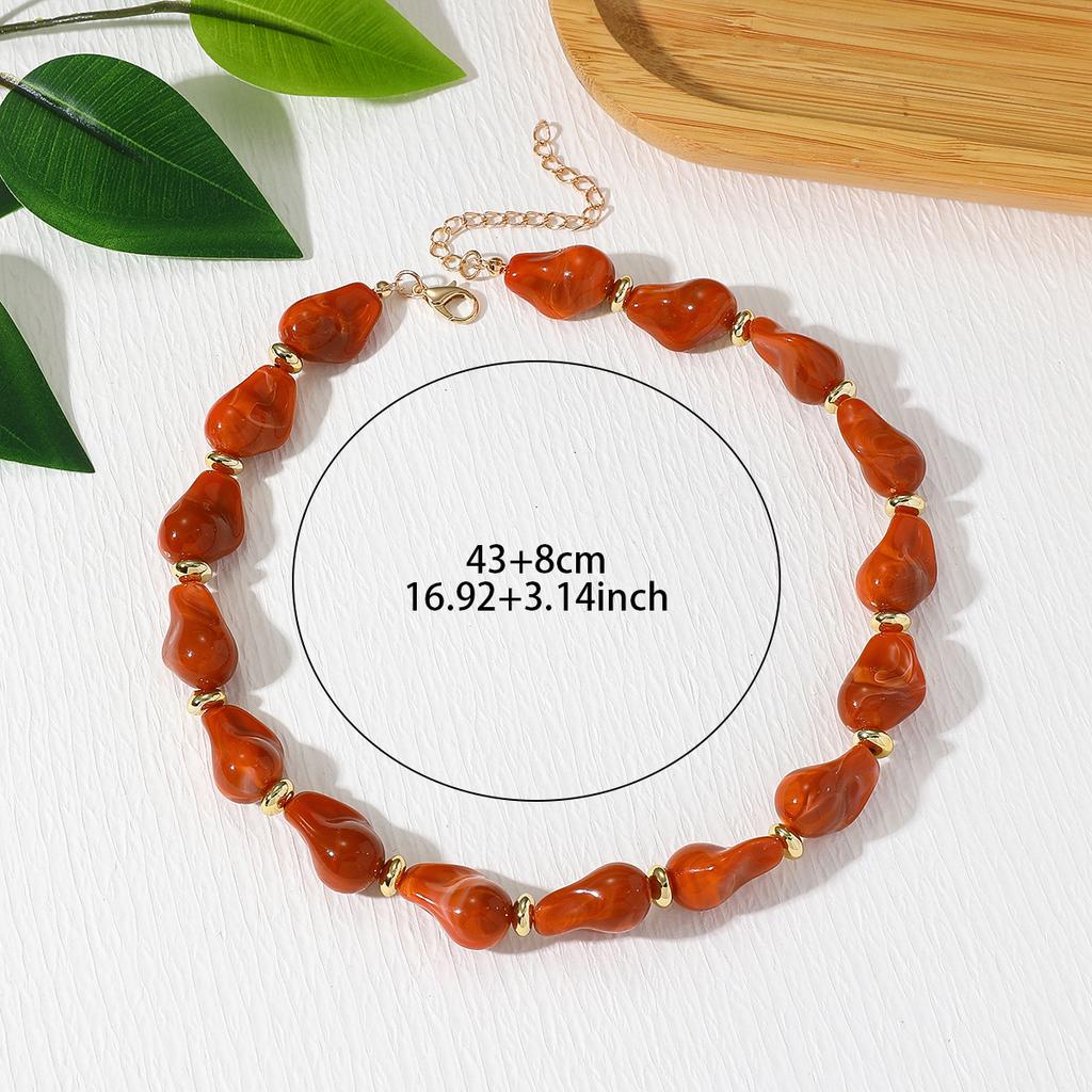 Acrylic Irregular Baroque Beaded Necklace Vintage Women Accessories