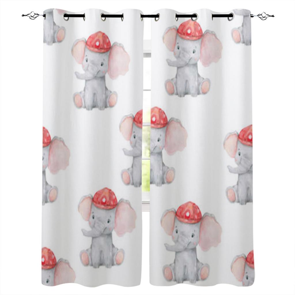 Baby Elephant Cute Butterfly Window Curtain for Living Room Bedroom Home Decor Kitchen for Window Drapes