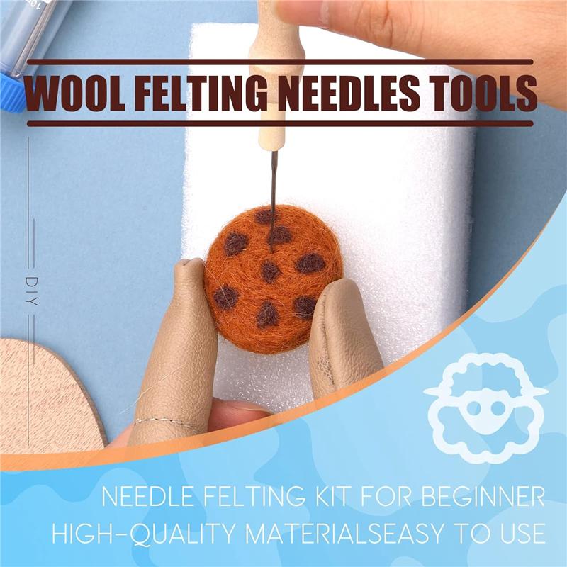 AEE2-Wool Felting Needle Tools, Wool Felting Tool Kit With 3 Sizes Felting Needles And 1/8 Needle Wooden Handle For Needle