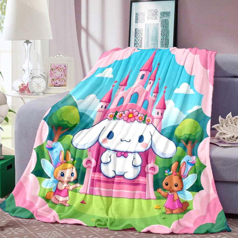 

Cartoon Cinnamoroll girl s flannel blanket, comfortable and soft home bedroom bed sofa picnic blanket, suitable for children. 75x90cm