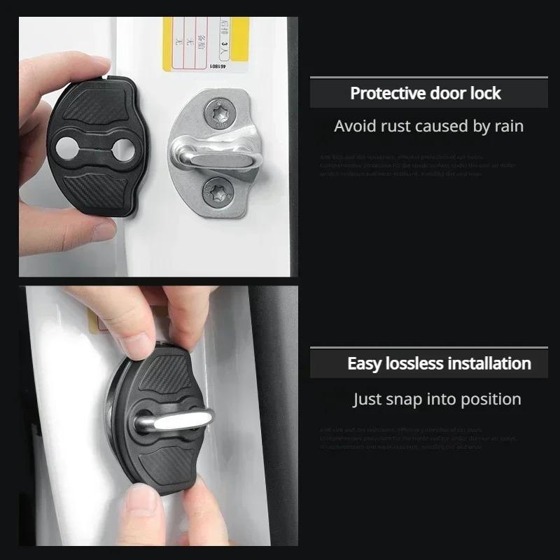 4pcs For Tesla Model 3/Y/3 Highland 2024 2025 Car Door Lock Cover Car Styling Door Lock Protection Cap Modification Accessories