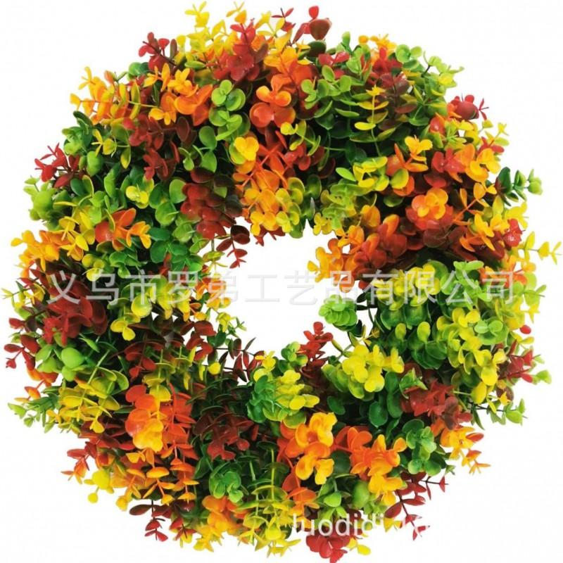 Harvest Wreath With Pumpkins Berries Vine Circle Halloween Thanksgiving Door Decor