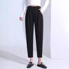 Women High Waist Straight Cropped Pants High Elastic Harem Pants With Pockets Slim Fit Tapered Trouser