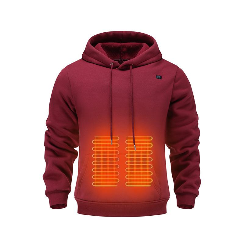 USB Heated Hoodie with Thermal Warming Zones, Lightweight Fleece-Lined Winter Coat for Men and Women