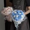 Crochet Flower Bouquet Hand Knitted Flowers Graduation Mother's Day Gift Bouquets Carnation Rose Wedding Decoration
