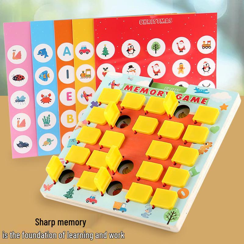 Montessori Wooden Chess & Memory Game – Four-Color Matching Educational Toy for Early Childhood Learning