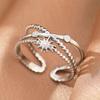 Stainless Steel Rings Vintage Plants Leaves Snake Exquisite Star Moon Adjustable Open Sweethearts Rings For Women Zircon Gifts
