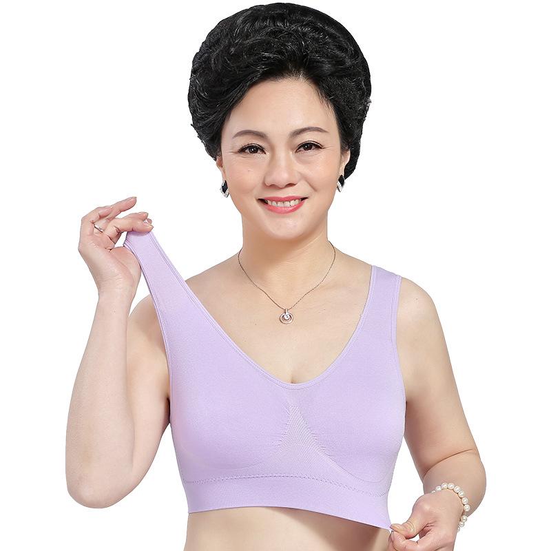 Mom’s Vest-Style Cotton Bra: No Underwire, Large Size, Ideal for Middle-Aged & Elderly Women, Sports Design, Supportive & Comfortable Fit.