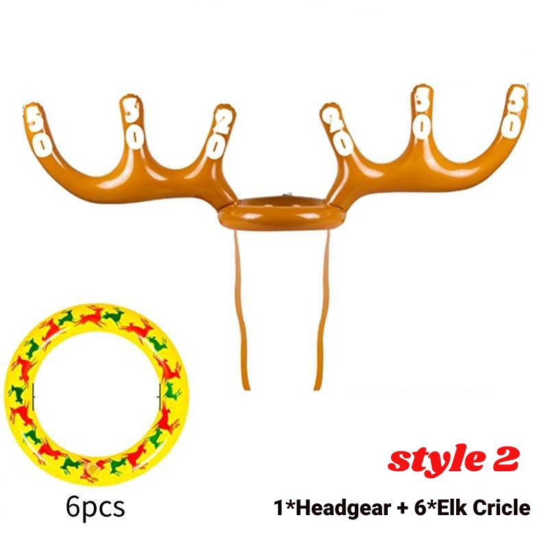 1set Christmas Game Inflatable Funny Reindeer Antler Hat Ring Xmas Kids Gift New Year Christmas Outdoor Inflated Toys