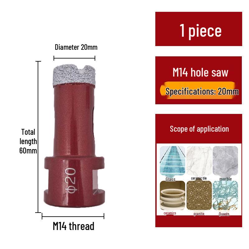 Pânză diamantată brazată M14 pentru gresie, marmură, piatră, sticlă - Bit de găurit pentru polizor unghiular pentru mărirea găurilor