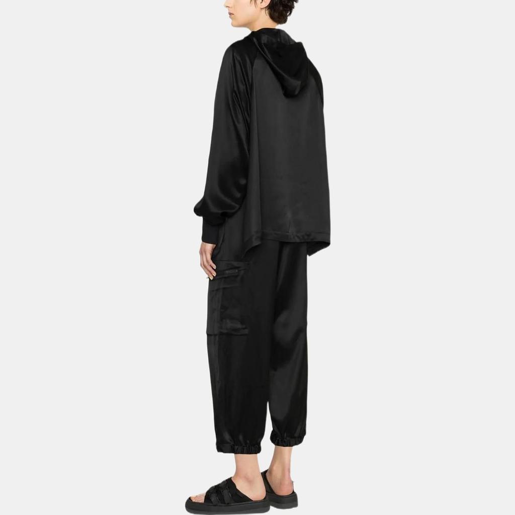 Y-3 Einfarbig Taille gerafft Mehrere Taschen Lässige Lange Hosen Damen Hosen Schwarz H63038