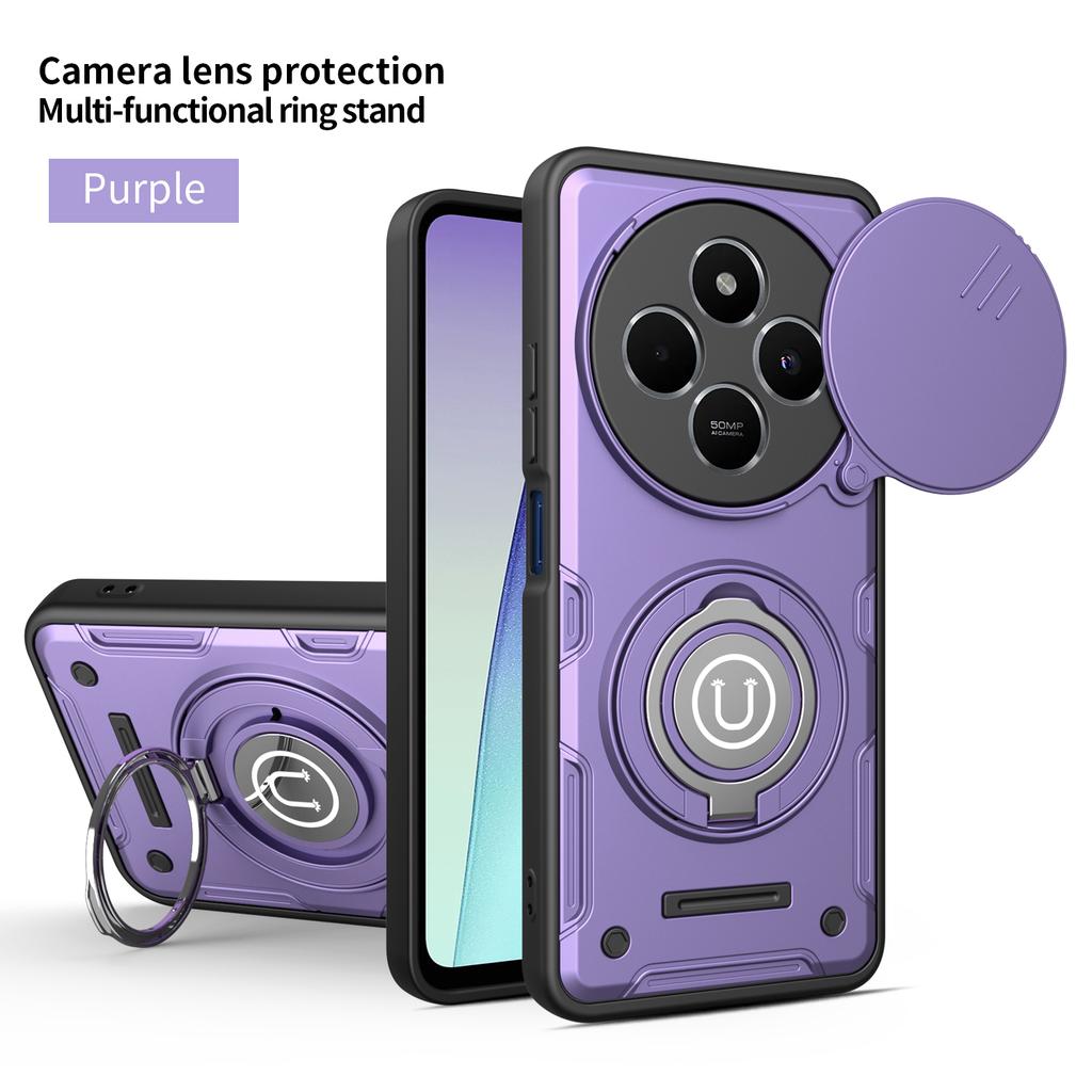 For Xiaomi Redmi A4 14C 4G/Poco C75 360°degree car mounted rotating magnetic ring holder phone case Magsafe protective cover