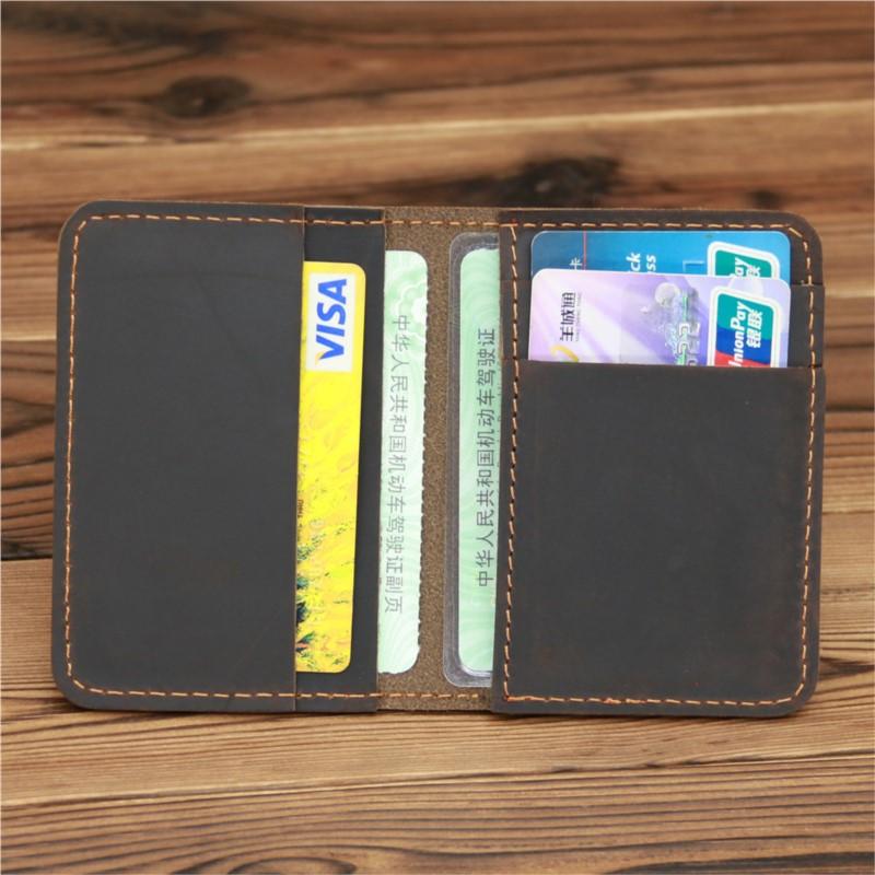 New Arrival Vintage Men's Genuine Leather Credit Card Holder Small Wallet Money Bag ID Card Case Mini Purse For Male