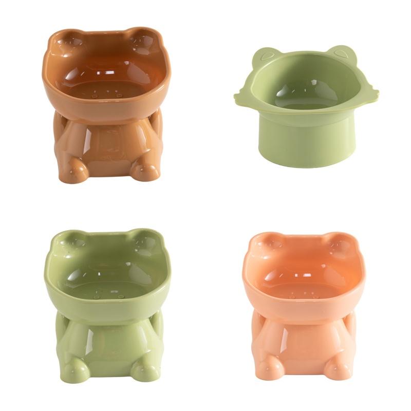 High-legged Cat Bowl Nordic Style Cartoon Neck-guard Anti-overflow Plastic Elevated Prevent Cervical Disease Pet Bowl