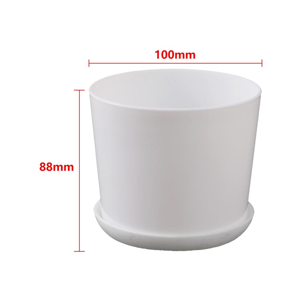 5Pcs White Simplicity Flower Pot With Tray Home Garden Office Minimalist Bonsai Pot Furnishings Small Succulent Plants Planter